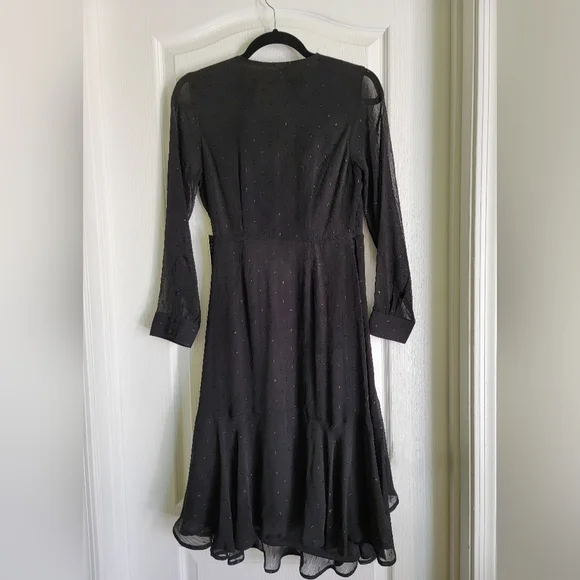 NWT EXPRESS Petite V-neck Wrap Black Dress, S - Picture 2 of 8
